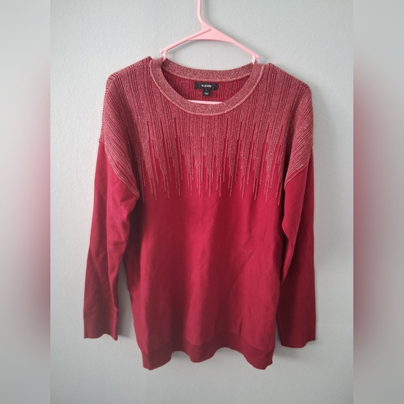 Alfani Red Knit Sweater with Gold Embellished Design - Picture 1 of 7
